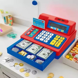 <span class=keywords><strong>Registratore</strong></span> <span class=keywords><strong>di</strong></span> <span class=keywords><strong>Cassa</strong></span> <span class=keywords><strong>Giocattolo</strong></span> con Calcolatrice, Suoni Reali, Microfono e Carta <span class=keywords><strong>di</strong></span> Credito per Bambini - Product Image 5