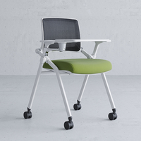 Chaise d'entraînement de couleur blanche bureau mobile réunion maille chaise d'entraînement roue roulant formation chaise d'école avec écriture large