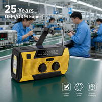 Radio d'urgence en gros, directement de l'usine, OEM ODM, logo personnalisé, commande en gros, alimentation solaire et manuelle, banque d'alimentation