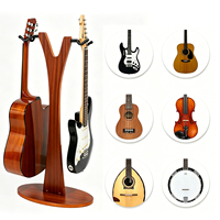 Support de Guitare Double en Bois de Sapele Personnalisé en Usine, Présentoir sur Pied pour Guitares Électriques, Acoustiques et Classiques, OEM ODM