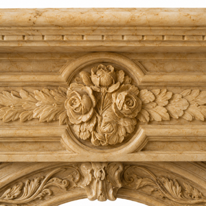 Cheminée en marbre personnalisée, moderne, sculptée à la main, luxueuse, classique, beige crème, avec manteau de cheminée en marbre et cadre de cheminée en marbre - Product Image 4