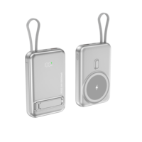 Nouvelle batterie externe magnétique 10000 mAh 2026 avec câble intégré, support pliable, charge rapide PD 22,5 W, certifiée CE RoHS FCC, chargeur portable