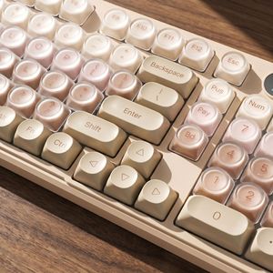 High Appearance IP98 Two Tone Skin Wireless Keyboard Girls Mechanical Feel Portable Office Gaming Keyboard - Product Image 3