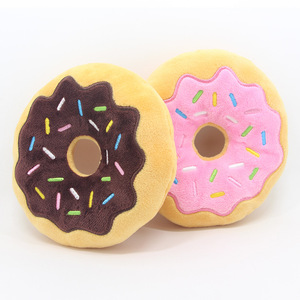 New Eco-Friendly 15cm Donut Shaped Squeaky <b>Plush</b> Toy for Dogs-Christmas Series with Cartoon Pattern - Product Image 2