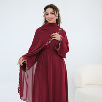 Robes pour femmes, vêtements islamiques, robe décontractée, dentelle florale, nouvelle abaya douce en Nida, robe musulmane pour femmes, hijab assorti