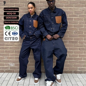 Ensemble en jean vintage de haute qualité pour homme, veste et pantalon délavés à l'acide, style streetwear - Product Image 1