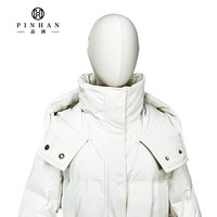Top qualité montagne ski extérieur coupe-vent manteau pour femmes duvet d'oie remplissage à capuche blanc bouffant Bomber veste en hiver
