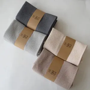 Dish Cleaning Cloths Grid 100% Cotton Linen Feel Kitchen Towel Tea Towel With Waist Cover