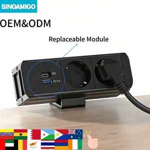 Bloc multiprise SINOAMIGO à fixation sur bureau avec ports USB et prises EU/UK/Schuko pour le bureau - Product Image 2