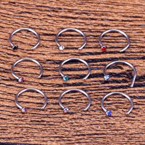 Nouveau modèle 2020 Anneaux de nez indiens style esclave en acier inoxydable avec diamants colorés, lot de 9 pièces - Product Image 3