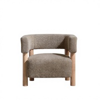Fauteuil d'appoint moderne inclinable Home Carly avec dossier bas, structure en bois et coussin en tissu bouclé – Confort optimal pour salon et chambre