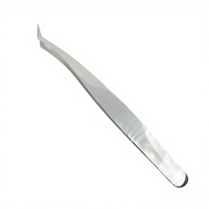 Pince à épiler TEEJAY en acier inoxydable poli argenté, modèle Seagull Russian Volume, à pointe lisse, 12,5 cm - pour l'isolation des cils - Product Image 1