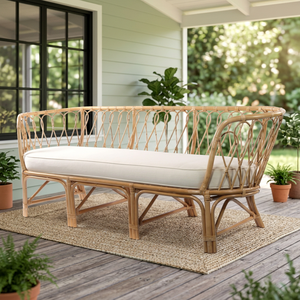 Indonesia Home Living Furniture Cozy Long <b>Sofa</b> Chair Made of Rattan Cane and Rattan Jawit with Cushion - Product Image 2