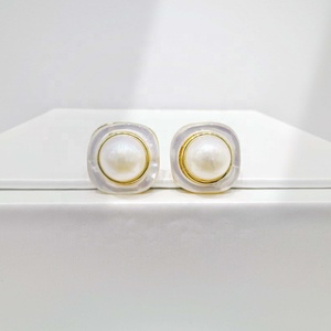 high quality plata 925 sterling silver gemstone round earring luxury wedding pearl korean vintage 18k gold earrings - Product Image 2
