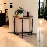 Table console en bois antique semi-circulaire pour entrée, salon, chambre ou hôtel et mobilier de maison