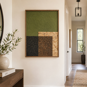 Wood <b>Mosaic</b> <b>Wall</b> <b>Art</b> Wabi Sabi Handmade Painting Canvas Textured Abstract Still Life Home Hotel House Decoration Interior - Product Image 3