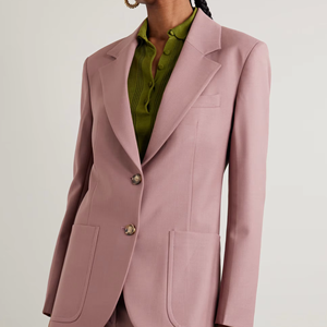 Abrigos de vestir de manga larga de moda para <span class=keywords><strong>mujer</strong></span> al por mayor OEM trajes de oficina abotonados personalizados ropa de abrigo informal - Product Image 1