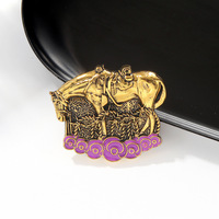 Nouvelle Arrivée Broche Commémorative Cheval de Guerre Fleur de Coquelicot Royaume-Uni Épinglette 3D en Relief Émail Or Vieilli