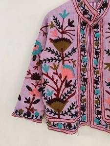 Chaqueta Bomber Reversible Bordada a Mano, Ecológica, con Patrón Floral, 100% Algodón, Estilo Bohemio de Invierno para Artistas - Product Image 2
