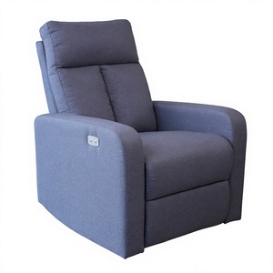 Manual Recliner Chair Fabric Blue Split Back Padded Arms Contemporary Design One Seat Affordable and Practical for Living Room - Product Image 6