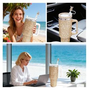 Ensemble de <span class=keywords><strong>d</strong></span>écorations en forme de couronne de diamant pour gobelets Stanley - Couvre-gobelets scintillants avec strass brillants pour gobelets de 30 et 40 <span class=keywords><strong>oz</strong></span>, pour princesses et filles - Product Image 6