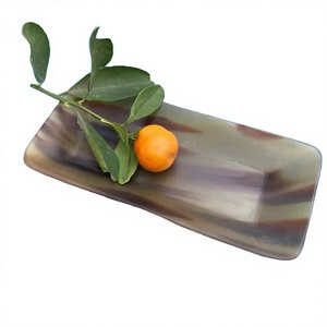 Bandeja de Servicio de Cuerno de Búfalo y Madera de Diseño Industrial Personalizable al por Mayor para Decoración de Mesa, Multifuncional y de Alta Calidad - Product Image 1