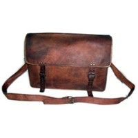 Idea de Regalo de Navidad para Él, Bolso Mensajero para Portátil de Cuero Genuino Vintage Personalizado, Maletín de Hombro para Oficina para Hombre, 16x12x5 Pulgadas