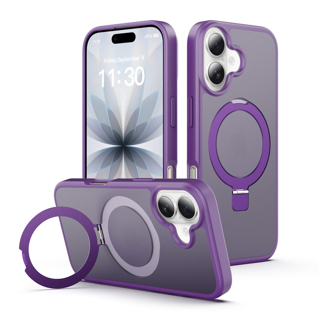 iphone 17 Pro Max case with Magnetic Metal Stand Matte Mobile Phone Cases Cover for iPhone 11 12 13 14 15 16 17 Pro Max