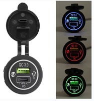 Prise d'alimentation marine pour voiture et bateau 12V 24V 36W PD Type C Double USB Chargeur allume-cigare QC 3.0 Protection IP65