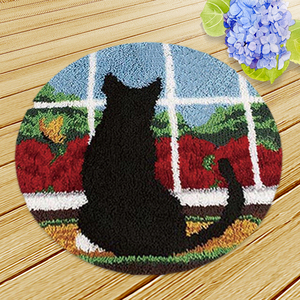 Kit gancio di chiusura cane carino con motivo e istruzioni prestampati, tappeto fai da te 19 x19 pollici che fa artigianato - Product Image 2