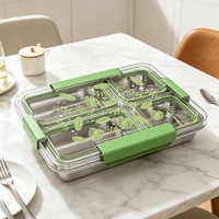Boîte à lunch en acier inoxydable chauffable au micro-ondes, très vendue, chaque compartiment est hermétiquement scellé pour éviter les fuites de nourriture