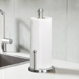 Porte-serviettes en <span class=keywords><strong>papier</strong></span> de cuisine moderne et élégant, noir, en acier inoxydable, avec support vertical - Product Image 4