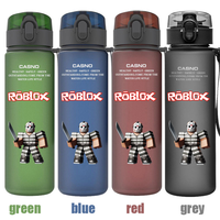 Bouteille d'eau givrée Roblox 560 ml en plastique avec impression Stitch Anime Game – Cadeau – Noir, bleu, vert, rouge – Grande capacité