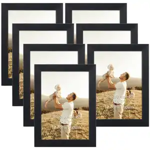 MDF Wood Home 5x7 Picture Frames Set of 7 Black Photo Picture Frames for Wall Mounting and TableTop Display