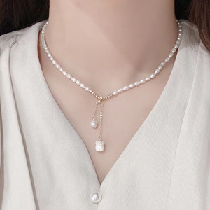 2025 Vintage Bell Orchid Freshwater Pearl Necklace 14K Gold <b>Bead</b> Carving Sea Mother <b>Shell</b> for Women - Product Image 1