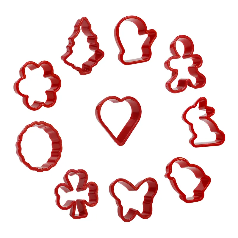 Christmas Plastic 10 PCS Butterfly Heart Shaped Bulk Biscuit Fondant Cookie Cutter Mold Press Set