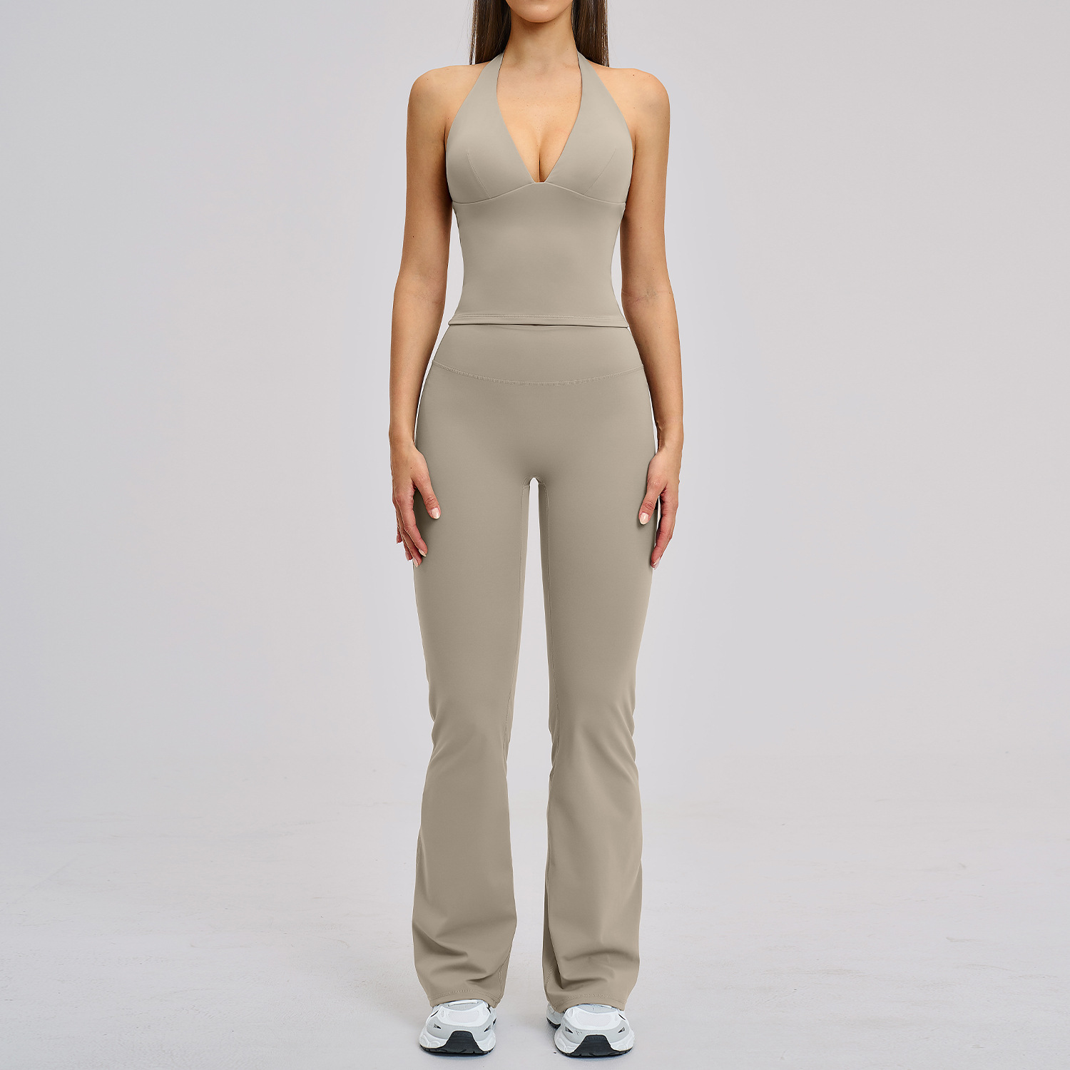 Flare pants&tank top-frost gray
