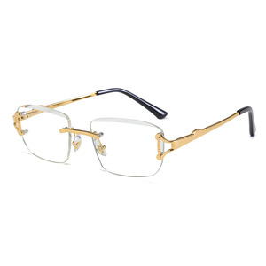 Rimless Rectangle Sunglasses Green <b>Mirror</b> Lenses <b>Gold</b> Frame Unisex Lightweight Adult <b>Sun</b> Protection - Product Image 6