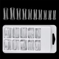 French 3D Amande Gouttelettes d'Eau Cercueil Ongles Conseils Gel de Couleur Naturelle DIY Entièrement Appliqué XXL Demi-Couverture Stiletto Fingers Design