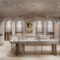 Vitrine de présentation de bijoux en bois de luxe, robuste, écologique, détachable, avec éclairage LED et miroir intégré