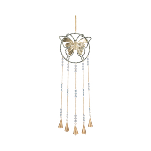 Decorazione da Giardino a Forma di Farfalla, Campanelli a Vento in Metallo con Perline di Vetro, Piccolo Campanello Ornamentale da Appendere all'Esterno - Product Image 6