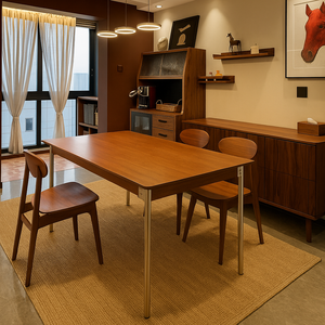 Premium Modern Scandinavian <strong>Stable</strong> Solid Wood Dining <strong>Table</strong> with Rectangular Top Metal Legs for Dining Room Furniture Hotel Home - Product Image 5