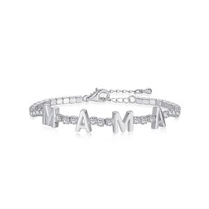 Bracelet Tennis Alphabet Maman en Argent 925 Plaqué Or 18K avec Zirconia 5A, Cadeau de Fête des Mères Dylam Top End - Product Image 1