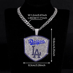 Collana Personalizzata OEM con Ciondolo in Lega e Cristalli della Squadra di Baseball <span class=keywords><strong>LA</strong></span>, Stile Hip-hop alla Moda - Product Image 4
