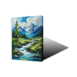 Pintura al Óleo <span class=keywords><strong>de</strong></span> Paisaje con Agua Fluyendo y Brisa, <span class=keywords><strong>Colores</strong></span> Vibrantes, Pintura al Óleo Vintage para Decoración del Hogar - Product Image 2