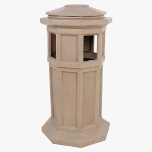Marble Gray <b>Plastic</b> Outdoor Dust Bin Standing Design with Removable Inner <b>Bucket</b> Large Capacity Eco Friendly Use - Product Image 4