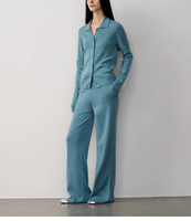 Basolan Process Ensemble de pulls en tricot de laine mérinos pour femme Pantalon large et tenue deux pièces lavable en Machine