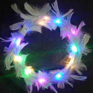 Nicro Nouveau Design <span class=keywords><strong>Guirlande</strong></span> de Cheveux <span class=keywords><strong>Lumineuse</strong></span> à Plumes LED pour Enfants, Accessoire de Coiffure Lumineux pour Filles, Fournitures de Fête Néon - Product Image 3