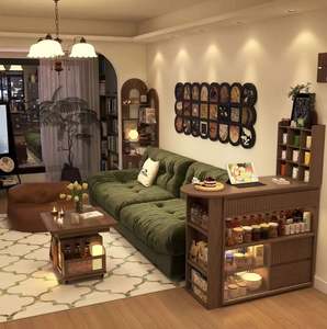 Teak & Ivory Versatile Living Bookcase - LED Accent <b>Lighting</b> & Glass Enclosure, Book+Pantry+Decor Organizer for Modern Homes - Product Image 3