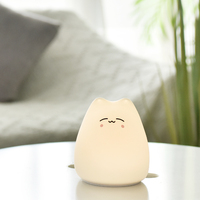 Veilleuse pour enfants en silicone, mignonne, mini, LED RGB, à piles, à changement de couleur par clignotement, en forme de chat